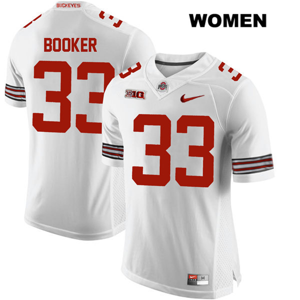 Ohio State Buckeyes Women's Dante Booker #33 White Authentic Nike College NCAA Stitched Football Jersey SF19O42IR